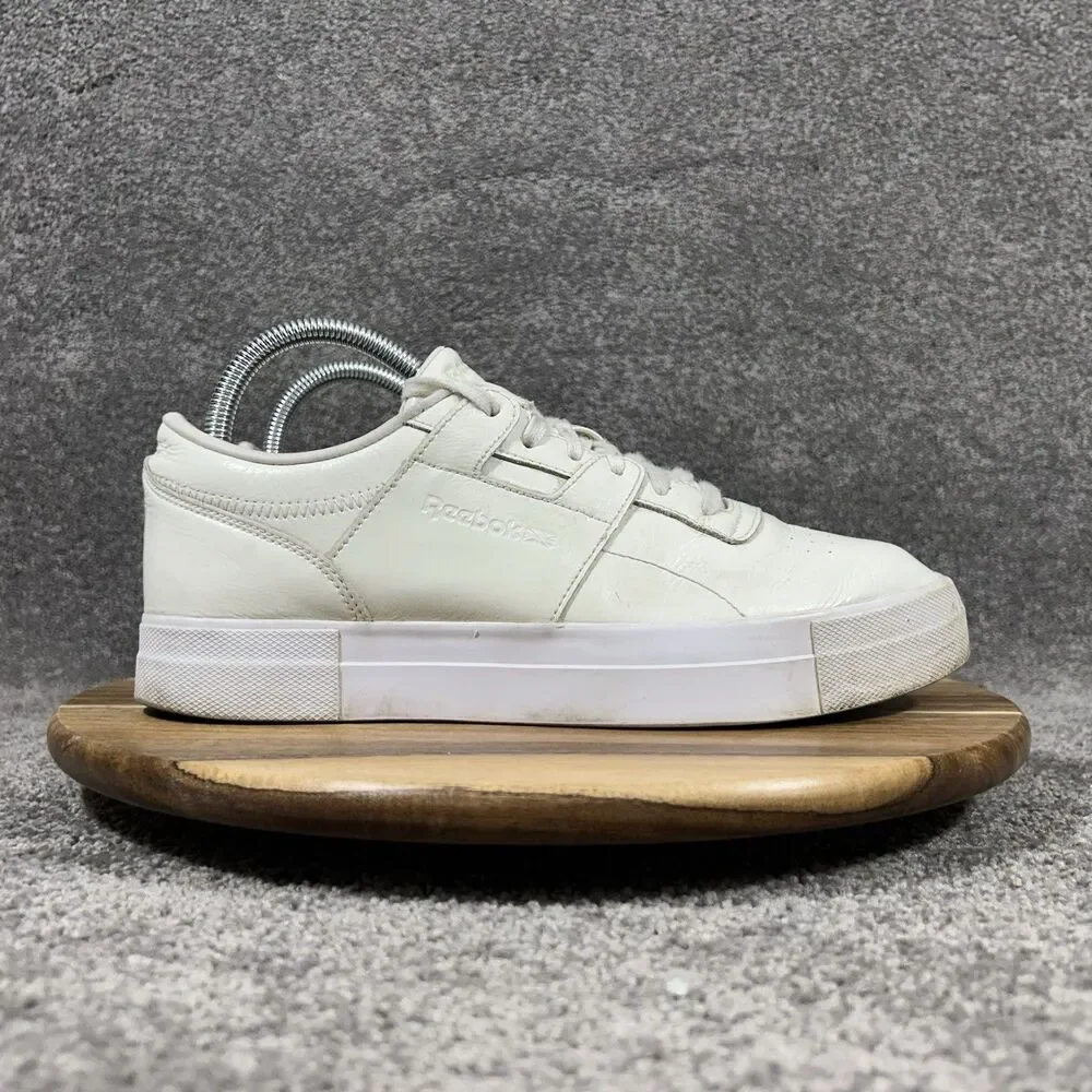 Reebok Classic Workout LO FVS Women’s Sz 10 White Patent Leather Athletic Shoes